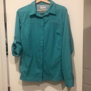 Columbia Omni Shade shirt, size L, Teal, convertible sleeve